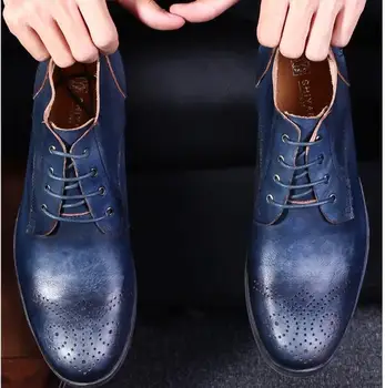 Zimske Krog nogi čevlji za moške Pravega Usnja Elastie Moški čevlji Visoka Kakovost Modnih Udobno Čipke casual Moški čevlji