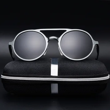 Retro Krog Steampunk sončna Očala Aluminij Zlitine Moške Polarizirana sončna Očala, Classic, Vožnja Očala Oculos De Sol UV400 Št Polje