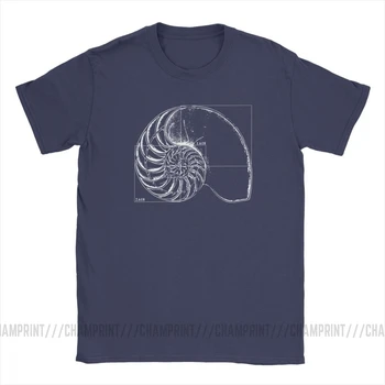Moške Majice s kratkimi rokavi Fibonacci Na Nautilus Lupini Priložnostne Kratek Rokav Matematiko Tees Posadke Vratu Oblačila Čistega Bombaža Natisnjeni T-Shirt