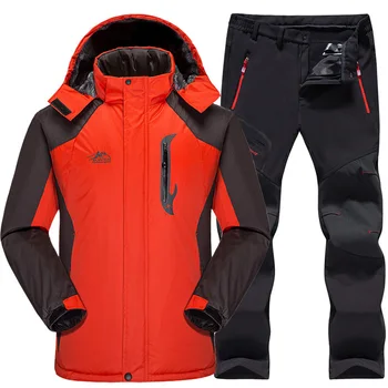 Smučarsko Obleko Moški Nepremočljiva Toplotne Snowboard Runo Suknjič + Hlače Moški Gorskih smučanje in deskanje na snegu Pozimi Sneg Oblačila, ki