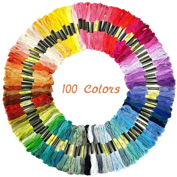 Vezenje Nitke 100 Štrenicah Vezenje Nitke Rainbow Barva Zapestnice Prijateljstva Nitka z 12 Kosov Nitka Vretena