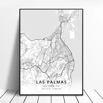 Puerto De La Cruz, Sabadell Las Palmas Sevilli Almeria Zaragoza, Španija Zemljevid Plakat