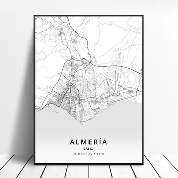 Puerto De La Cruz, Sabadell Las Palmas Sevilli Almeria Zaragoza, Španija Zemljevid Plakat