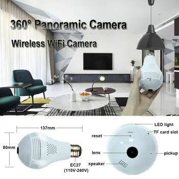 INQMEGA 360-Stopinjski LED Luči 960P Brezžični Panoramski Home Security Varnost WiFi CCTV Fisheye Žarnica Svetilka IP Kamero Dva Načina Avdio