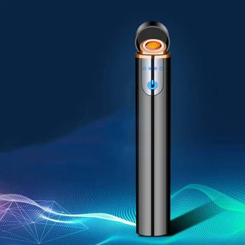 Nov USB Polnjenje Elektronski vžigalnik windproof ustvarjalni Dotik senstive električni volfram vžigalniki Darilo Filter držalo za cigarete