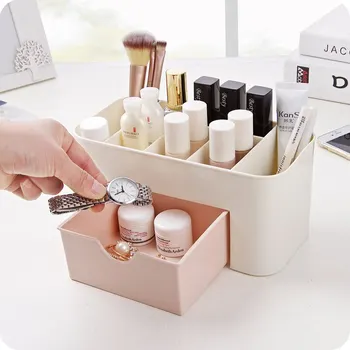 Desk manjše izdelke Kozmetičnih za Shranjevanje Posode Plastične Ličila Organizator Multi-funkcionalne Make Up Krtačo Škatla za Shranjevanje S Predalom Nova