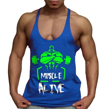 MIŠICE ŽIV Moške bodybuilding tank top stringer uvježbavanje majice y nazaj bombaž spandex telovadnici fitnes oblačila tanktops brez rokavov