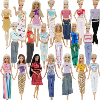 Naključno 50 Obleke Veliko Hlače, Hlače, Bluze, Krila Vsakodnevno Casual Lutka Obleko za Barbie Lutka Hiša Pribor Rojstni dan Igrača Set