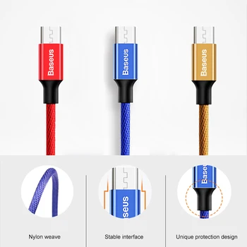 Baseus Micro USB Kabel Hitro Polnjenje Podatkov Zaračuna Kabel Microusb Kabel Za Samsung Xiaomi Redmi Android Mobilni Telefon Kabel