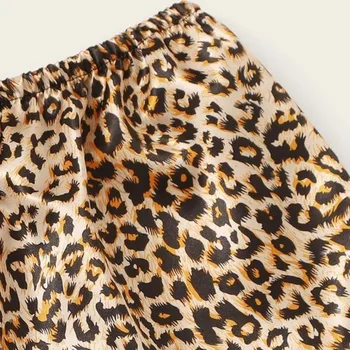 Leopard Natisniti Seksi Pižamo Nastavite Ženske Poleti Udobno Čipke Camis Top in kratke Hlače, dvodelne Pijamas bo Ustrezala Sleepwear