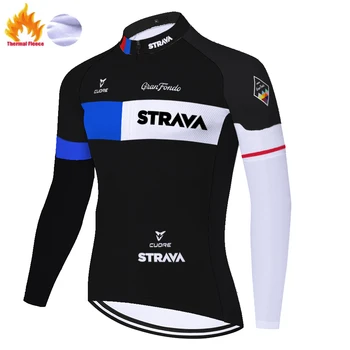 Nova Pro team STRAVA Toplotne Runo kolesarski dres Zimske Bike majica topla Oblačila z dolgimi rokavi mtb jersey moški camisa de ciclismo