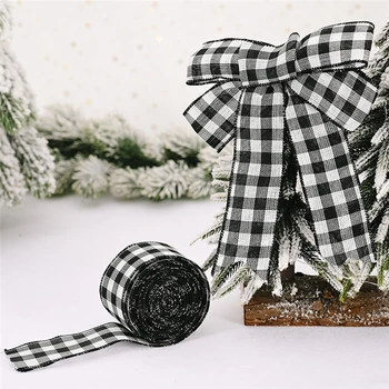 12 Zvitkih Božič Trakovi Črna Rdeča Buffalo Kariran Traku Poroko Božič DIY Darilo, Zavijanje Padec Obrti Dekoracijo na Debelo X2