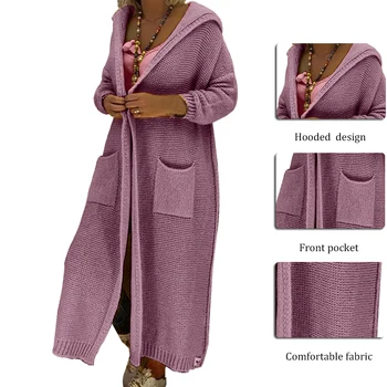 Puloverji 2019 Dolgo Pleteno Jopico Ženske Modni Dvojno Zadrgo Vrh Pulover Femme Hooded Sweters Mujer Plašč Ulične
