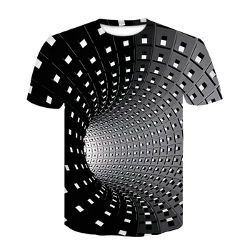 Vroče ustvarjalne moška kratka sleeved majica s kratkimi rokavi, z okroglim ovratnikom 3D črno-belega tiskanja potrdite street nositi hip hop T-shirt