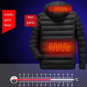 2020 Moških Pozimi Toplo Smart Usb Ir Self-ogrevanje Jopiči Termostat Hooded Zimska Oblačila Moški Nepremočljiva Jopiči Ogrevanje