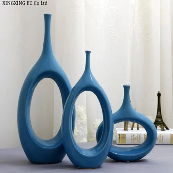 Sodobna Votlih Keramične Vaze Dekoracijo Modra Ovalni Cvetlični Aranžma Pribor Pulti, Dnevne Sobe Desk Notranja Oprema Obrti