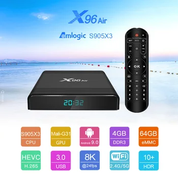 Amlogic S905X3 X96Air Android 9.0 TV Box X96 Zraka QuadCore 2.4&5G Wifi, BT Podporo 8K Smart Media Player Max 4GB Ram 64 GB Rom