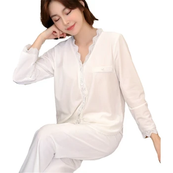 Ženske žamet pižamo set preprostih princess style dolgo sleeved pižamo nastavite pravljice čipke jopico Homewear JJF0006