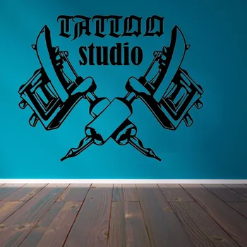 Tatoo Salon Soba Dekor Nalepko Tattoo Studio Stroji, Stene Decals Je Logotip Vinil Okno Nalepke Odstranljive Umetnosti Okraski D20