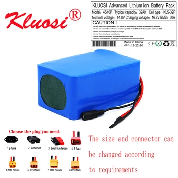 KLUOSI 4S10P 14.8 V 32Ah 600Watt 14,4 V 16.8 V Litij-ionska Baterija z 50A BMS za Inverter Smart Robot High-power Oprema Itd
