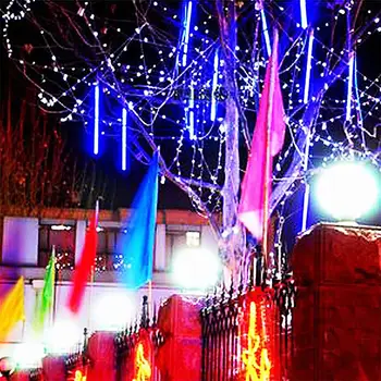 Božič Meteor Tuš Dež Cev Svetlobe 30/50 cm 8 Cevi vodoodporna LED niz luči na Vrtu Drevo Doma Poroka Stranka Dekor