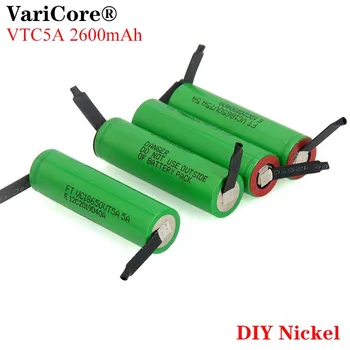 VariCore VTC5A 2600mAh Litijeva Baterija 18650 30A Razrešnice 18650VTC5 baterije + DIY Nikljeve plošče,