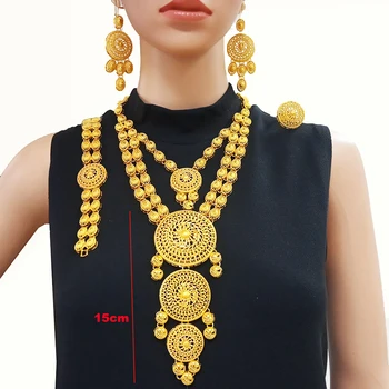Veliko zlato nakit sklopov Indijski zlato ogrlico nakit za ženske Afriške poročno darilo luxry visoke kakovosti pribor BJW21