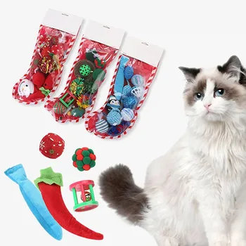 Hišnih Mačk Božič Kombinacija Nastavite PE Nogavica Pakiranje Igrača Z Božična Nogavica Pakiranje Za Pse, Mačke Igrače Oprema