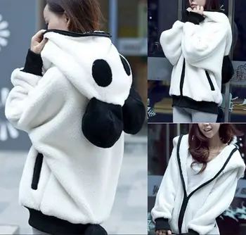 2020 Ženske Jopice Polno Srčkan Nosi Uho Panda jeseni Toplo Long Sleeve Hooded Suknjič Sudadera Mujer ženska Majica S-XL