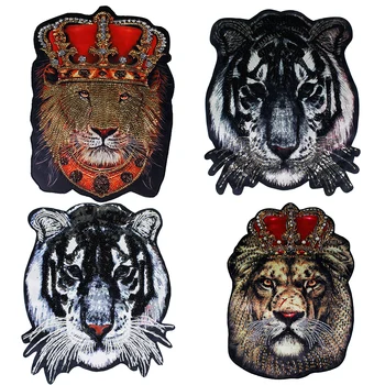 2pc Veliko Lion King Glavo Aplicirano Obliži za Šivanje Oblačil za DIY Modna Oblačila Jakne Velika Plovila TH914