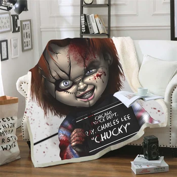 Najnovejši Horror Film Jason Voorhees Znak Chucky Odejo Gothic Sherpa Runo Nosljivi Vrgel Odejo Mikrovlaken Posteljnina