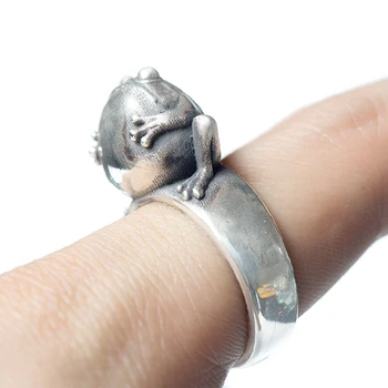 925 Srebro Oblikovalec original urh žaba usta nekaj obroč edinstveno ustvarjalno likovno obrti čar blagovne znamke nakit