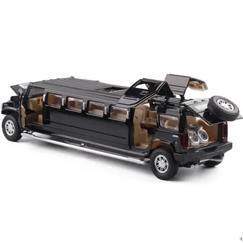 Brezplačna dostava za visoko simulacija 1:32 zlitine hummer limuzina kovinski diecast modela avtomobila potegnite nazaj utripa glasbeni otroci igrače vozil