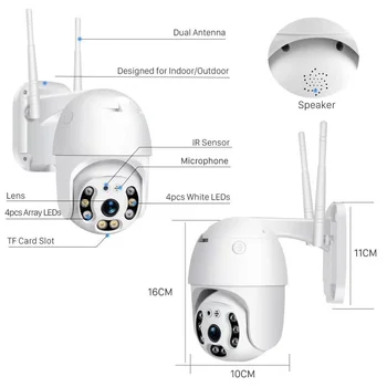 PTZ Brezžična IP Kamera Vodoodporni Digitalni Zoom Speed Dome Super 1080P WiFi Varnosti CCTV Auto-Sledenje AI Človeškega Zaznavanja