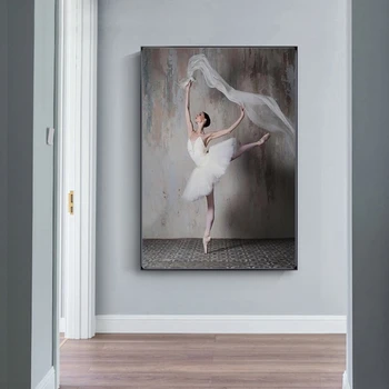 Retro Nostalgično Balerina Plakati Skandinavski Slog Elegantno Plesalka Oljnih Slik na Platnu Wall Art Slike za Dekoracijo Doma