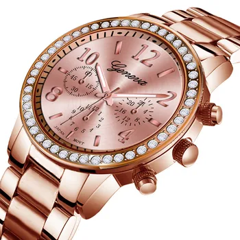 Luksuzni Rose Zlata Ženska Watch Razkošno iz Nerjavečega jekla Diamond Pasu Analogna Quartz uro Poslovnih ročno uro Reloj Mujer #1023