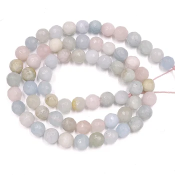 Naravni morganite beril 6 mm obrazi krog kroglice pisane gemstone noge čar Za Nakit, Izdelava DIY perlas Zapestnico, ogrlico