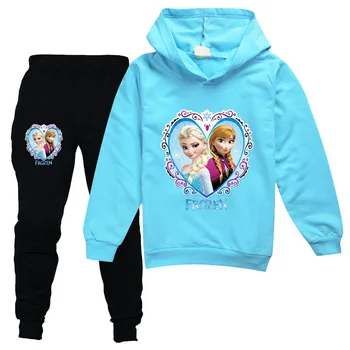 Disney Bombaž Baby Dekleta Zamrznjene Oblačila Risanka Elsa Oblačila Sklop 2pcs Otroci Oblačila, ki Pomlad Jesen Malčka Otroci Oblačila