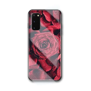 FinderCase za Samsung S20 Primeru Rdeče Rose Stekleni Pokrovček za Samsung Galaxy S20 Plus S20 s21 Ultra A7 A8 plus 2018 A20 A30 A50 A70