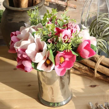 Umetna svila Magnolija Cvetje šopek doma dekor poroko DIY dekoracijo fleur artificielle ponaredek cvet flores 2 barvi