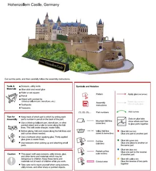 DIY Gradu Hohenzollern, Nemčija Obrti Papir Model 3D DIY Izobraževanje Igrače, Ročno izdelane za Odrasle Puzzle Game boy darilo