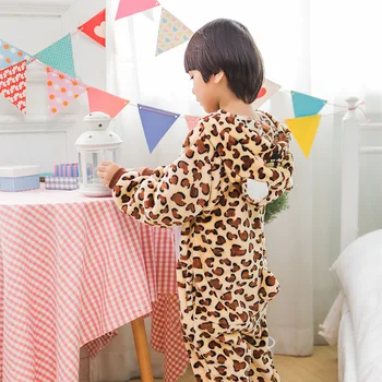 Fant Dekle Pižamo Otrok Unisex pijamas Leopard Otrok Cartoon Živali Cosplay Pyjama Onesie Sleepwear Hoodie