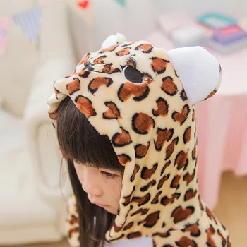 Fant Dekle Pižamo Otrok Unisex pijamas Leopard Otrok Cartoon Živali Cosplay Pyjama Onesie Sleepwear Hoodie