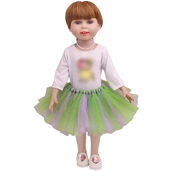 18 inch Dekleta lutka obleko Risanka long sleeve majica + rainbow krilo Ameriški novorojenčka Otroške igrače fit 43 cm lutke otroka c857