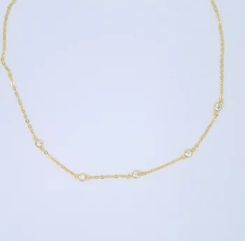 2017 moda poceni poslastica nakita, zlata barva 5 kos cz čar priključek 33+7 cm cz choker chocker minimalno ogrlica