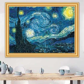 DIY 5D Diamond Slikarstvo Van Gogh Zvezdnato Noč Navzkrižno Šiv Celoten komplet Svedrov Vezenje Povzetek Mozaik, Art Sliko Doma Dekor Darilo
