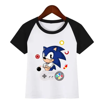 Fantje Dekleta Konzole Mario/Sonic/Pacman/Zelda Povezavo Risanka T-shirt Otrok Smešno Otroci Tshirt Poletje Beli Vrhovi Otroška Oblačila