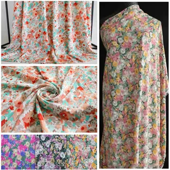 150 cm*100cm Koreja slog cvet natisnjeni mehko šifon tkanine, tkanine za poletje obleko,ženske DIY oblačila mozaik materiala tissu