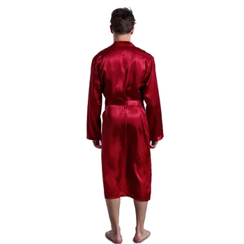 Kitajski Moške Vino Rdeče Saten Plašč S Pasom Kimono kopalni plašč Obleke Nightgown Sleepwear Dom Prosti čas Pižamo S M L XL XXL TBG0611