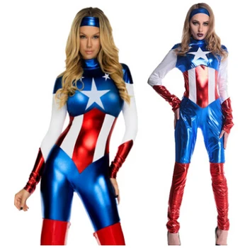 Captain America Kostum Superheroj Cosplay Ženske Suh Zentai Oblacilo Ženske Captain America Vlogo Igrajo Film Kostum